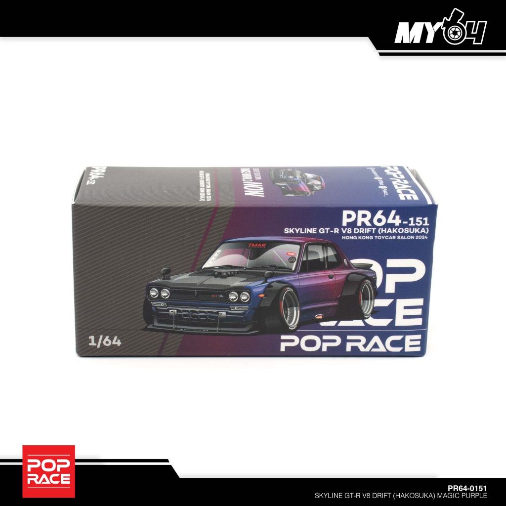POP RACE Hakosuka Magic Purple PR64-151 — Original Hong Kong Toycar Salon 2024 packaging