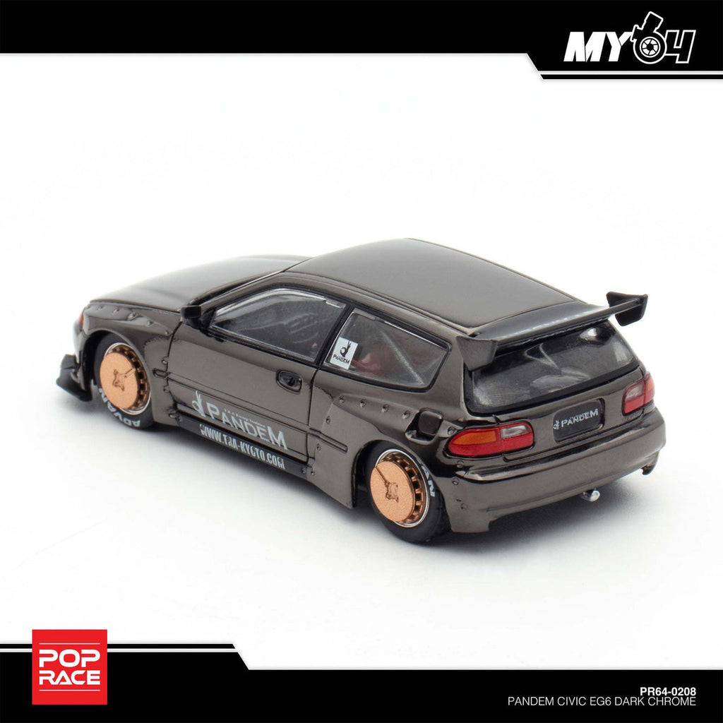 POP RACE Civic EG6 Dark Chrome PR64-208 — Rear three-quarter view