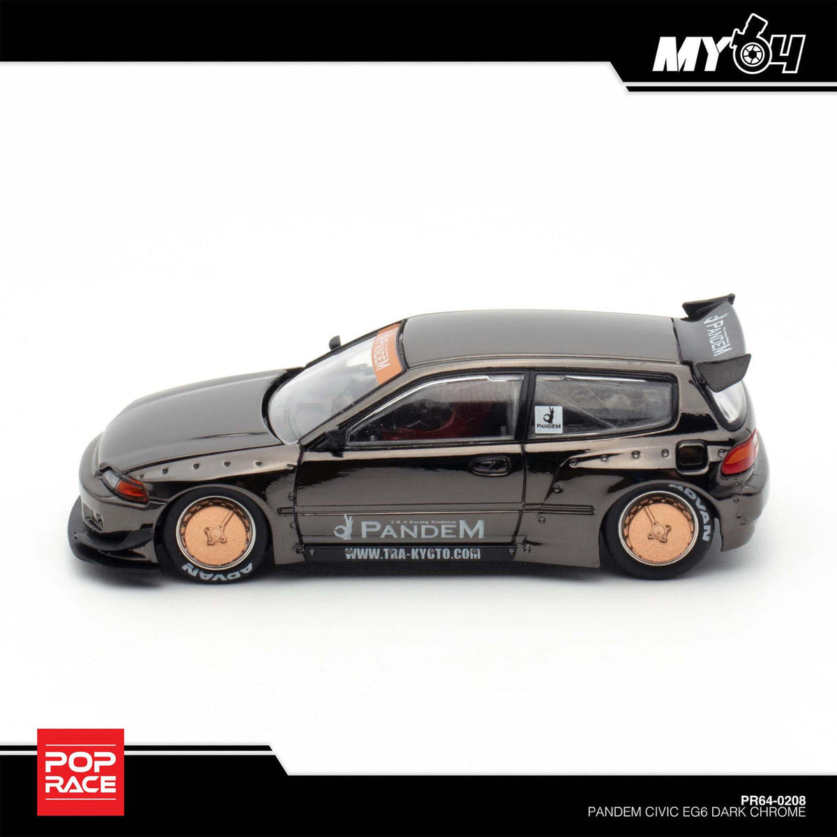 POP RACE Civic EG6 Dark Chrome PR64-208 — Side view