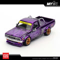 POP RACE Datsun 620 Purple Chrome PR64-219 — Front three-quarter view