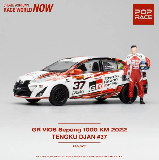 POP RACE 1:64 Toyota Gazoo Racing Vios #37 Sepang 1000km w/ Driver Figure – TGR Motorsport Diecast Set