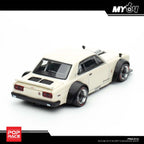 POP RACE 1:64 Nissan Skyline GT-R Hakosuka V8 Drift PR64-113 Widebody Silver Diecast Model Car