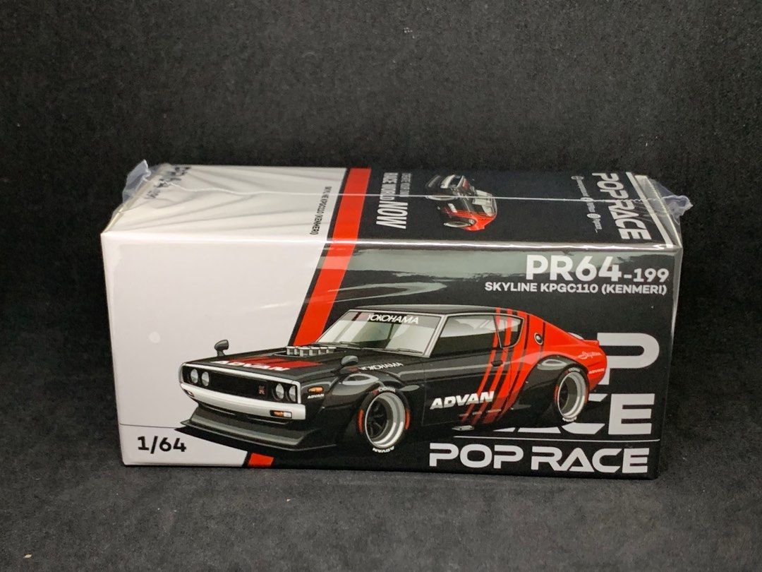 POP RACE 1:64 Nissan Skyline KPGC110 Kenmeri PR64-199 Advan Livery Diecast Model – Widebody JDM Collector