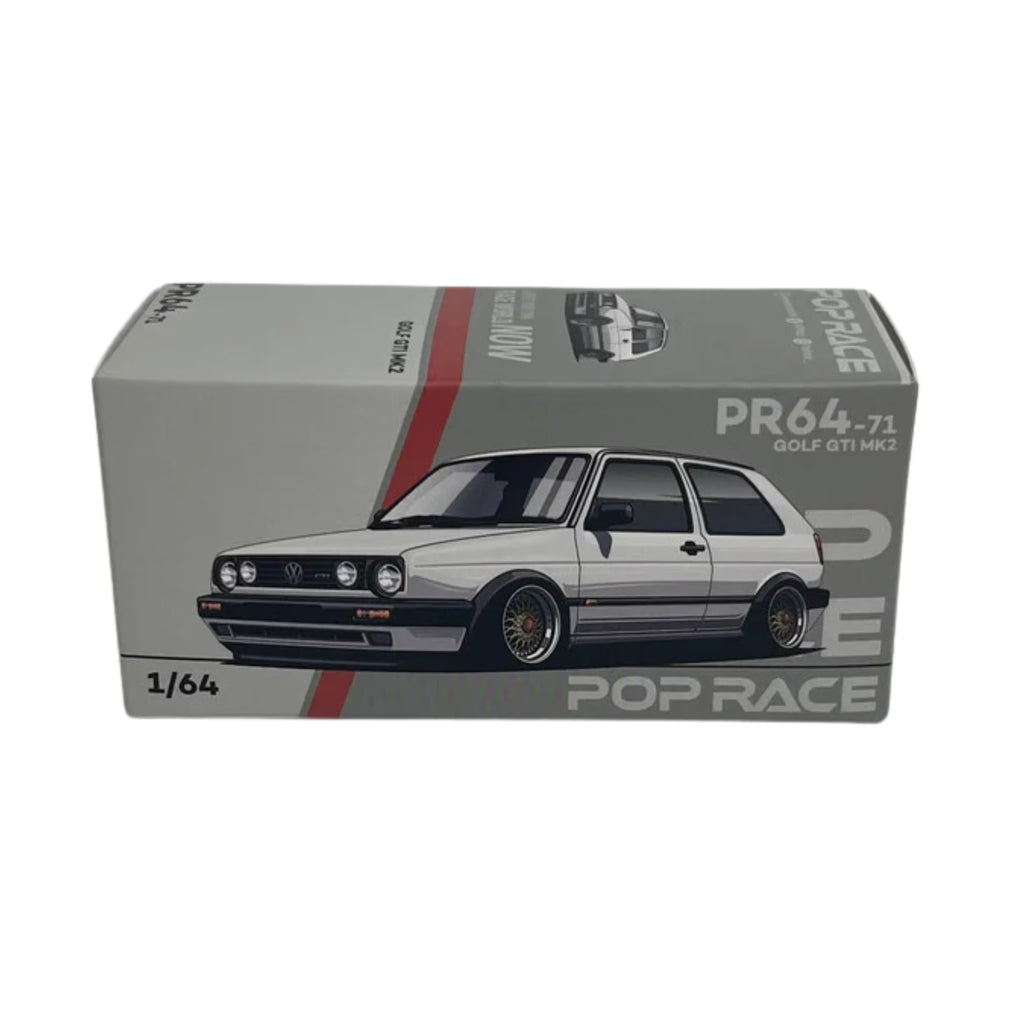 POP RACE 1:64 Volkswagen Golf GTI MK2 White PR640071 Diecast Model – Classic Hot Hatch Collector Edition