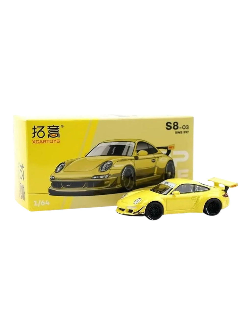 POP RACE x XCARTOYS 1:64 Porsche RWB 997 Yellow S8-03