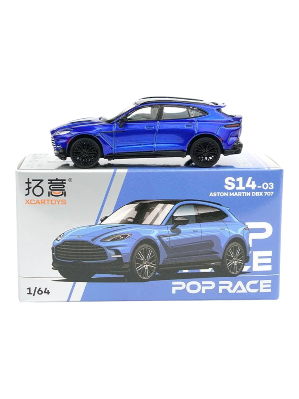 POP RACE x XCARTOYS 1:64 Aston Martin DBX 707 Blue S14-03