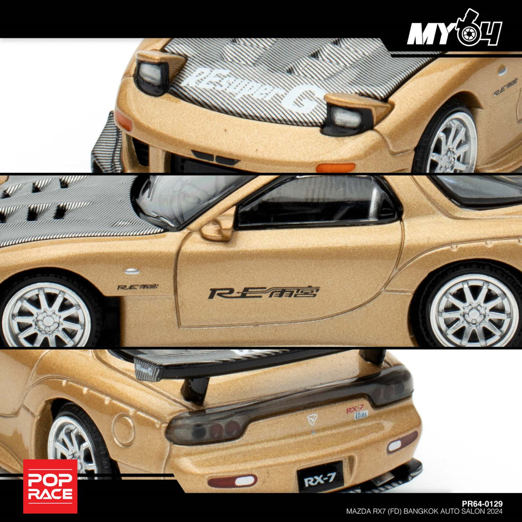 POP RACE PR64-129 gold RX7 close-up details