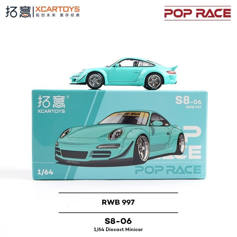 POP RACE x XCARTOYS 1:64 Porsche 911 RWB 997 Mint Green