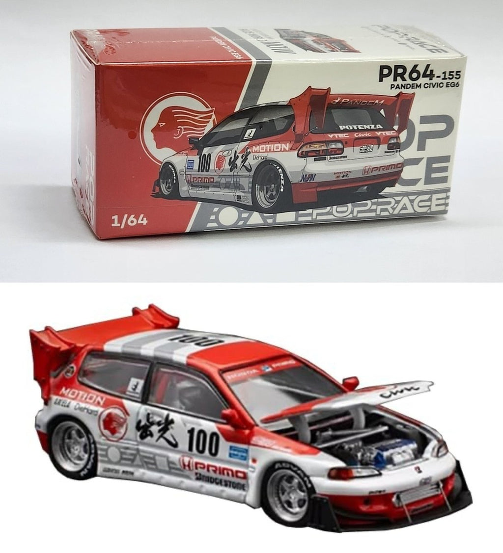POP RACE 1:64 Pandem Honda Civic EG6 PR64-155 Widebody Race Car