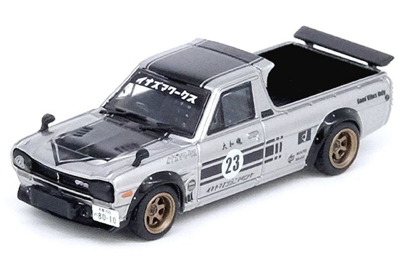 INNO64 Hakotora Pickup Truck Inazuma Work #23 Silver 1:64 Diecast Datsun Sunny Hakotora Custom Model