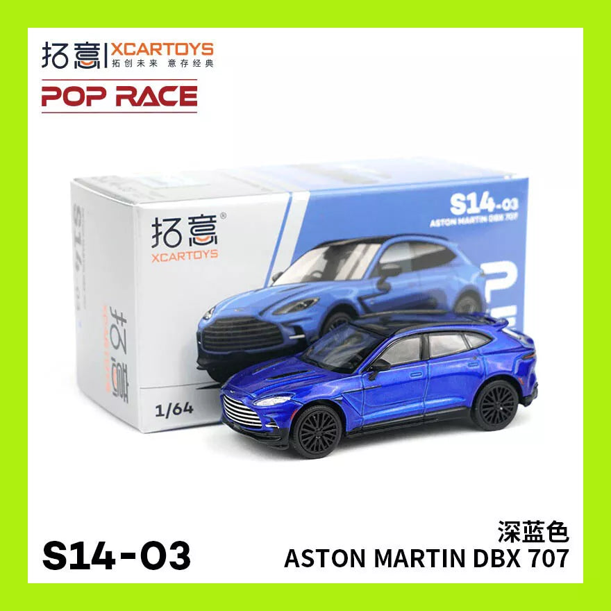 POP RACE x XCARTOYS 1:64 Aston Martin DBX 707 Blue S14-03