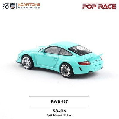 POP RACE x XCARTOYS 1:64 Porsche 911 RWB 997 Mint Green