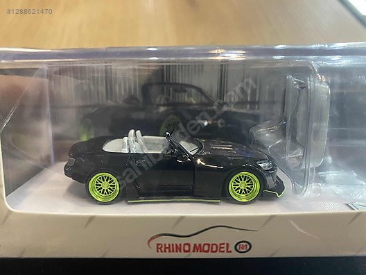 Rhino Model Honda S2000 Black Convertible Cabriolet | Neon Green Wheels | Resin
