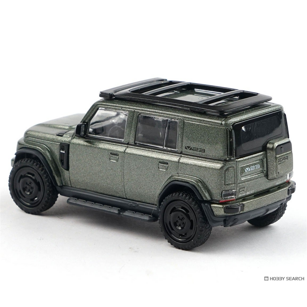 XCARTOYS 1:64 iCAR V23 T20-01 metallic green — Rear left three-quarter view