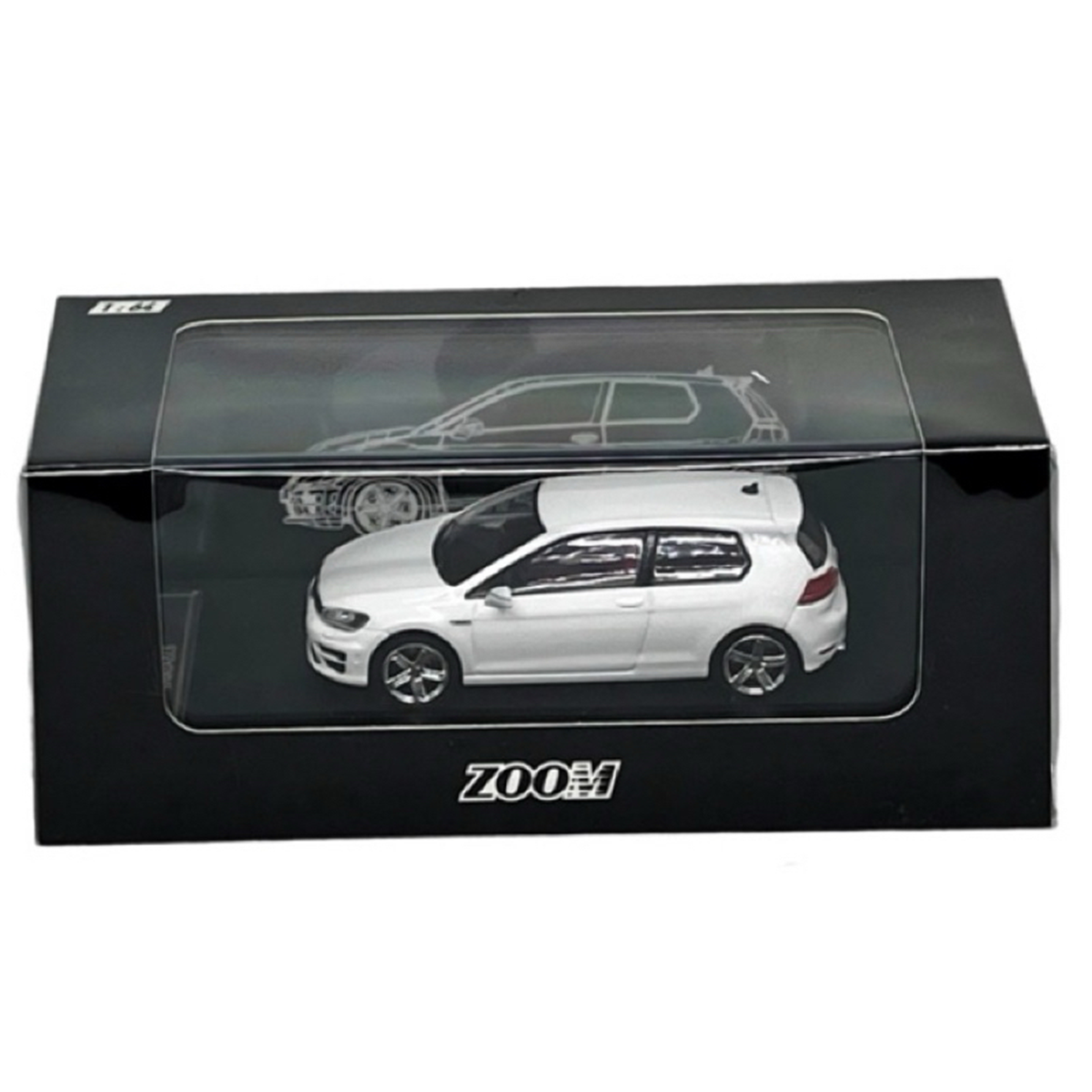 ZOOM Volkswagen Golf VII R white — window packaging from above